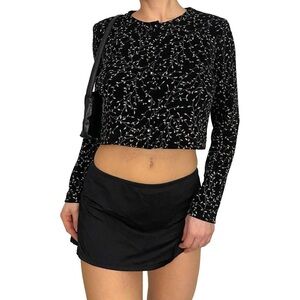 vintage black and iridescent silver sparkle slinky cardigan